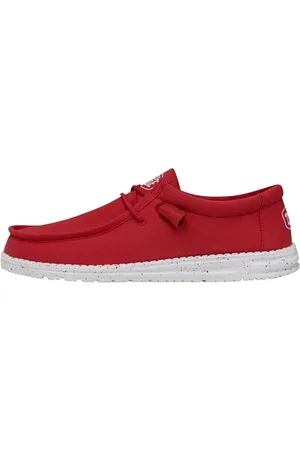 Hey dude Herren Wally Slub Canvas Moc Toe Shoes, Red, 38 EU