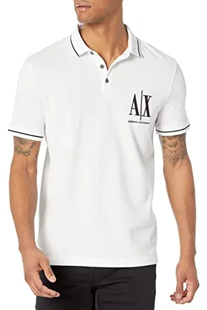 Armani Exchange Mens Maxi Embroidered Logo, Regular Fit Polohemd, White, Small