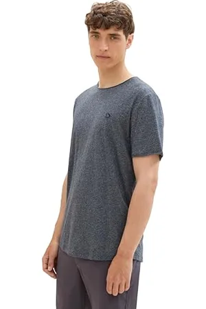 TOM TAILOR Herren Basic T-Shirt in Melange-Optik, , S