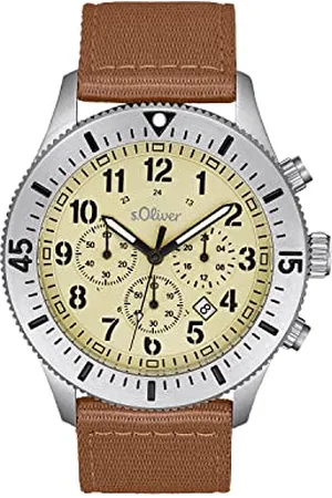 QS by s.Oliver Armbanduhr Herren Chronograph Analog, mit Textil Armband, , 5 bar Wasserdicht, Kommt in Uhren Geschenk Box, 2033500