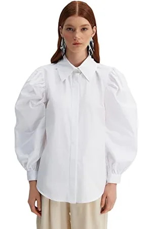 Trendyol Damen White-Regular fit Tunic Shirt, 34