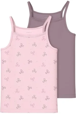 NAME IT Kids Mädchen Nkfstrap Top 2P Bow Noos, Numeric_146 (2er Pack)