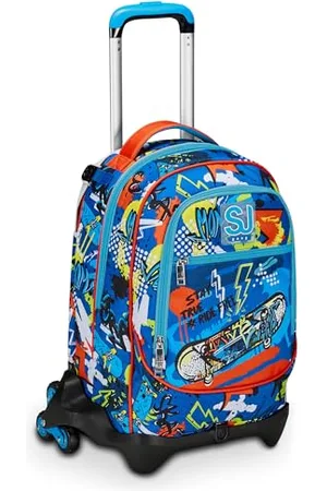 7 for all Mankind SJ Gang Schultrolley Jack 3 Rollen, , TrickyLED, 3 in 1, dreifach verwendbar, Rucksack mit abnehmbarem Wagen, Trinkflaschentasche für Grundschule, Kinder, , Taglia unica, Rucksack Backpacks