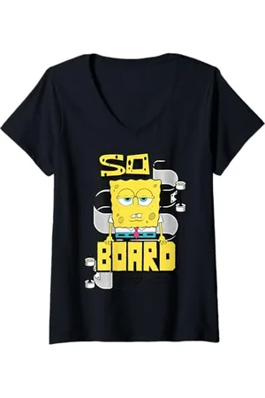 Spongebob Damen Sponge Bob - Schwammkopf Skatewear So Board T-Shirt mit V-Ausschnitt