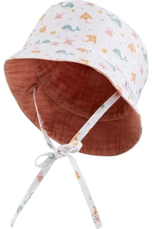 Sterntaler Wende Fischerhut Meerestiere - Sommer Mütze mit Print aus Baumwolle - Wendeseite aus Musselin - Strand Mütze zum Binden - Baby Kinder Kopfbedeckung - , Größe 45
