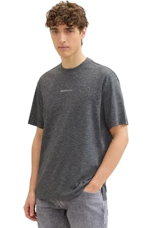 TOM TAILOR Herren Relaxed Fit T-Shirt mit Logo-Print, Black, L