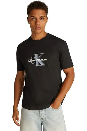 Calvin Klein Herren T-Shirt Kurzarm Monologo Shift Tee aus Baumwolle, Schwarz (Ck Black), XXL