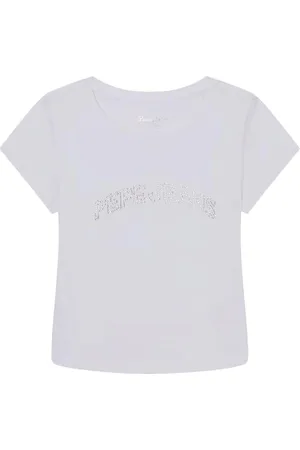 Pepe Jeans Mädchen Nicolle T-Shirt, Weiß (Weiß), 8 Jahre