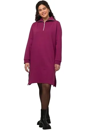 Ulla Popken Damen Sweatkleid mit Troyerkragen Kleider, , 54-56