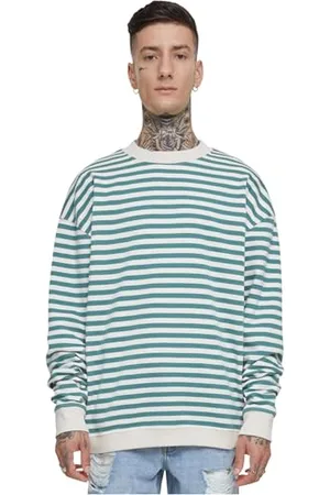 Urban classics Herren Sweatshirt Striped Crewneck, lässiges Sweatshirt für Männer, Gestreift, Rundhals, , XXL