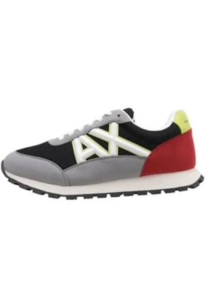Armani Exchange Herren Drop Sneaker, NEUT.Grey+BLK+Yellow, 43 EU