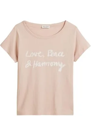 Marc O’ Polo Marc OߴPolo Damen T-Shirt aus Bio-Baumwolle mit U-Boot Ausschnitt, Rosa (Chalky Peach), S