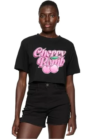 miss tee Damen Cherry Bomb Ladies Short Overized Tee 4XL Black