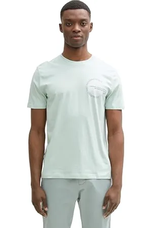 TOM TAILOR Herren 1043491 Basic T-Shirt mit Logo-Print, 17549-Sea Foam, S