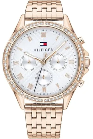 Tommy Hilfiger Multi Zifferblatt Quarz Uhr für Damen mit Rotgoldfarbenes Edelstahlarmband - 1782143