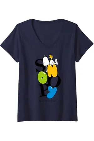 Peanuts Damen - Snoopy Sleeping is an Art T-Shirt mit V-Ausschnitt