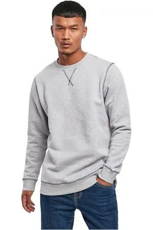 Urban classics Herren Organic Contrast Flatlock Stitched Crew Kapuzenpullover, Grey/Dark Blue, M