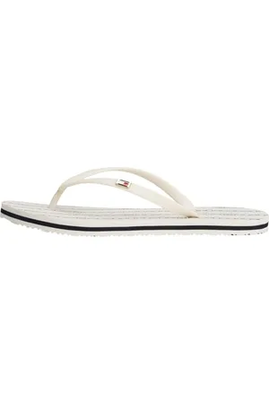 Tommy Hilfiger Damen Flip Flops Strap Beach Sandals mit Logo, Elfenbein (Ivory), 40