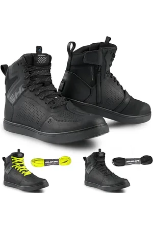 Shima REBEL 2.0 Motorrad Schuhe Herren Leder Wasserdicht Motorradstiefel Protektoren Sneaker Rutschfeste Sohle Knöchelstütze Seitlicher Reißverschluss Bikerboots (Männer, Wasserdicht Schwarz, 43)