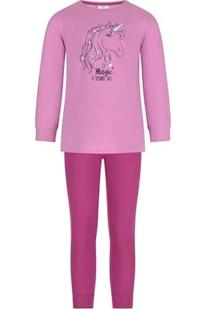 Salt & Pepper Mädchen Girls Pyjama mit Einhorn Print-leuchtet im Dunkeln Pyjamaset, , 140 cm-146 cm