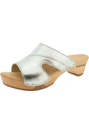 Woody Damen Fiona Clog Pantolette, Silver, 41 EU