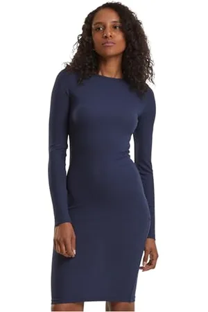 Urban classics Damen Kleid Ladies Rib Dress, figurbetontes, hochgeschlossenes Rippenkleid, Langarm Kleid, Größen XS - XL
