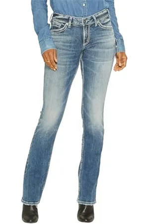 Silver Jeans Co. Damen Suki Curvy Fit Mid Rise Slim Bootcut Jeans, , 33W x 33L