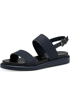 Marco Tozzi Damen Sandalen flach mit Schließe Sommer, Blau , 39 EU