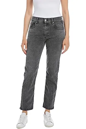 Replay Damen Jeans Maijke Straight-Fit Recycled, (Grau), 29W / 28L