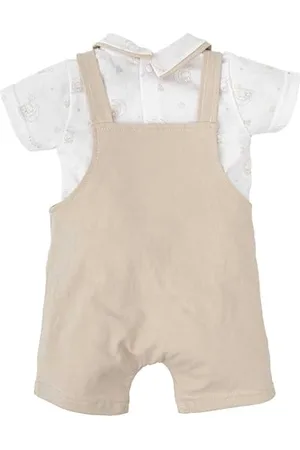 BABIDU Uni Baby Conjunto para Bebé Con Camiseta de Manga Corta Y Peto Beige Set, , 6 Meses