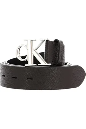 Calvin Klein Herren Gürtel Round Mono Plaque Belt 35mm aus Leder, Braun (Bitter Brown), 105 cm