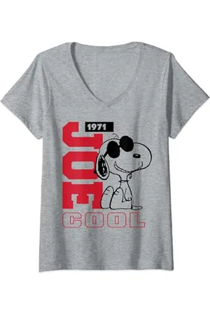 Peanuts Damen - Joe Cool T-Shirt mit V-Ausschnitt