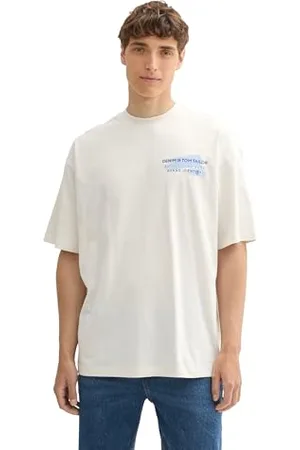 TOM TAILOR Herren Oversized Fit T-Shirt mit Logo-Print, , XL