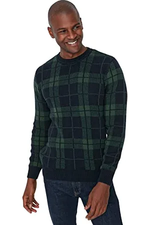 Trendyol Herren Pullover mit Rundhalsausschnitt, kariert, schmal Sweatshirt, , Small