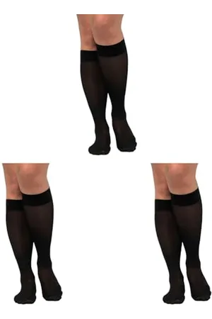 Ulla Popken Damen Stützkniestrumpf, 70den Stützstrümpfe, , 39/42 EU (Packung mit 3)