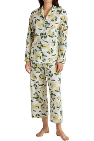 Calida Fruity Dreams Pyjama, durchgeknöpft Damen, aus 100% Bio Baumwolle, atmungsaktiv, pflegeleicht, elastischer Hosenbund