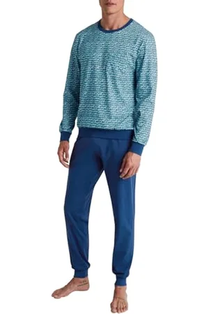 Calida Relax Imprint Bündchen-Pyjama Herren, aus 100% Baumwolle, pflegeleicht, elastisch und formstabil, in Single Jersey