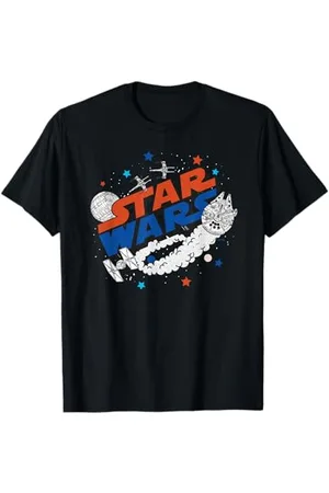 STAR WARS Millennium Falcon X-Wing and Death Star Americana T-Shirt