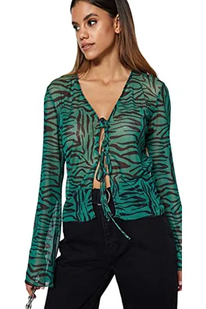 Trendyol Damen Regular Fit Basic V-Ausschnitt Strickbluse, , X-Large