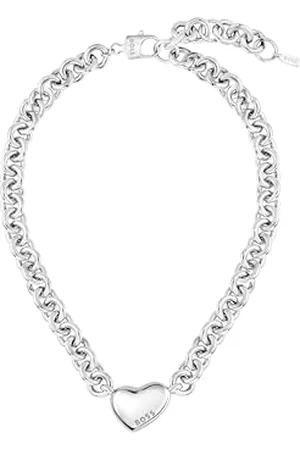 HUGO BOSS Jewelry Gliederhalskette für Damen Kollektion HONEY LOVE aus Edelstahl mit einem Herzförmigen Anhänger - 1580636