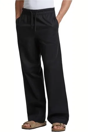 Urban classics Herren Hose Loose Cotton Linen Pants, lässige Hose für Männer, Loose Fit, black, XL