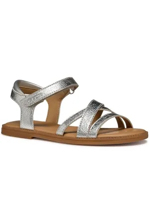 Geox J Karly Girl Sandal, Silver, 34 EU