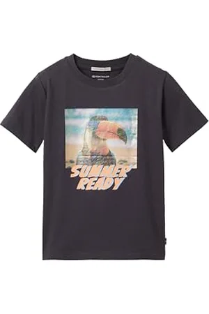 TOM TAILOR Jungen Kinder T-Shirt mit Fotoprint , coal grey, 92/98