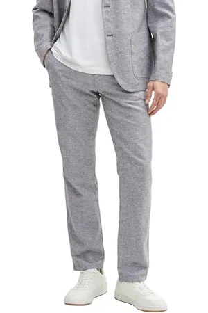 TOM TAILOR Chino Hose mit Leinenanteil, Silver Ecru Chambray, 33/32