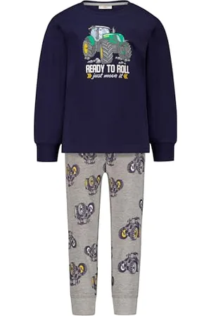 Salt & Pepper Jungen Pyjama mit Tractor Print und All-Over Druck Pyjamaset, , 92 cm-98 cm