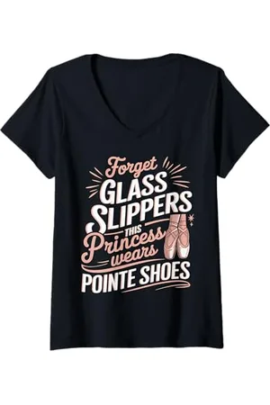 Graphic 365 Damen Ballettschuhe Prinzessin trägt Spitzenschuhe Tänzerin T-Shirt mit V-Ausschnitt