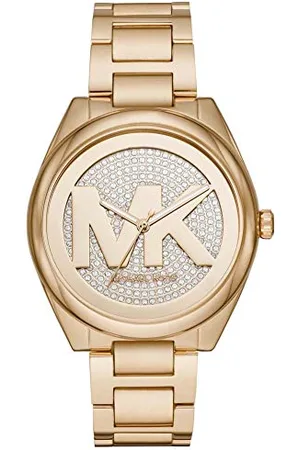 Michael Kors Damenuhr Janelle, Dreizeigeruhrwerk, 42mm GoldEdelstahlgehäuse mit Edelstahlarmband, MK7088