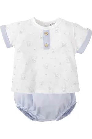 BABIDU Uni Baby Conjunto para Bebé Niño Con Camiseta de Manga Corta Estampada Y Ranita Lisa A Juego Set, , 18 Monate