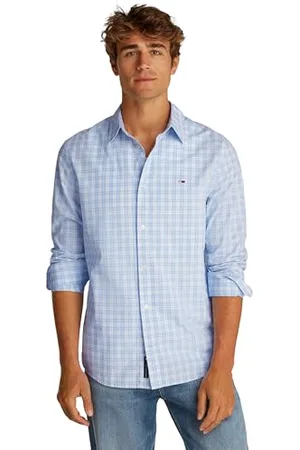 Tommy Hilfiger Herren Hemd Poplin Check Regular Fit, Mehrfarbig (Sweet Blue Small Check), M