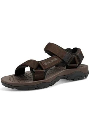QS by s.Oliver Herren Sandalen mit Klettverschluss Bequem, Braun (Black/Dk.Brown), 41 EU